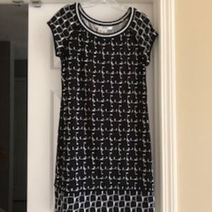 Back/White print Nylon Knit Dress